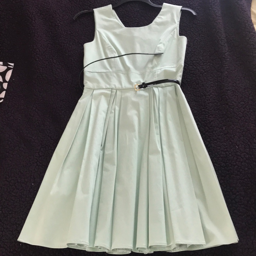 Mint dress with black belt